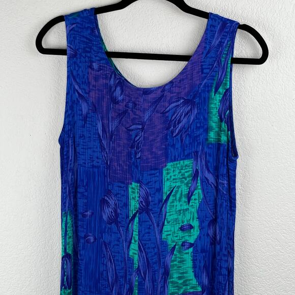 Drapers & Damons Blue Multi Crinkle Floral Sleeveless Midi Shift Dress Plus 14W - Picture 9 of 13